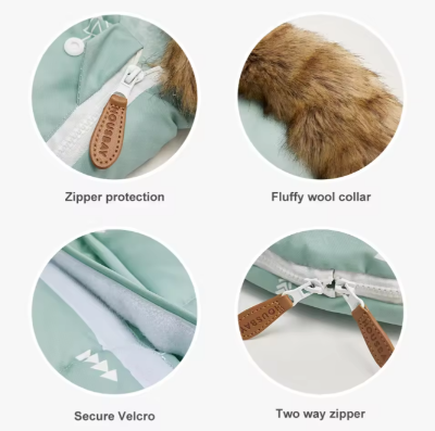 détails chancelière poussette avec fourrure