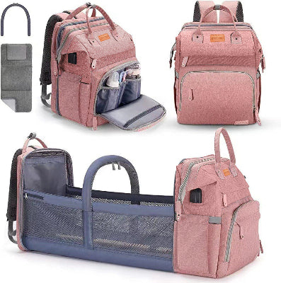 sac à langer rose avec berceau pliable- babybag 5 en 1