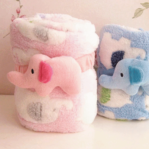 GIF couverture bébé éléphants bleus et roses