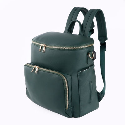 sac à dos à langer vert en cuir PU