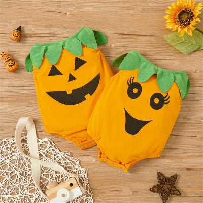 barboteuse bébé citrouille manches courtes