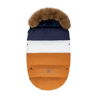 Chancelière Thermique Bébé - bleu marine, blanc, marron