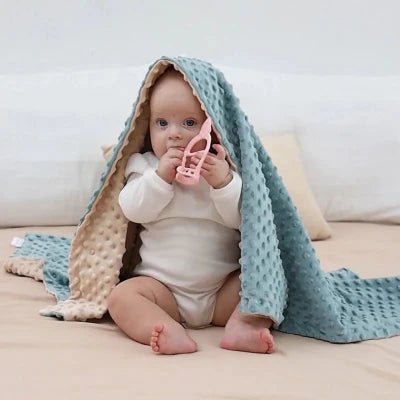 Couverture Bébé - BabyBlanket™ - Bleu et Beige - Bébé Touriste