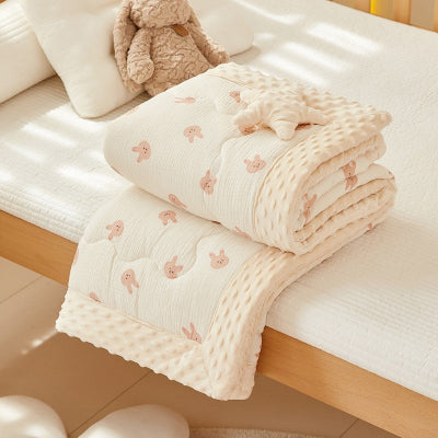 couverture-bebe-beige-lapin-rose