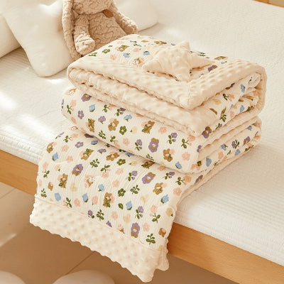 couverture-bebe-beige-ours-en-fleurs