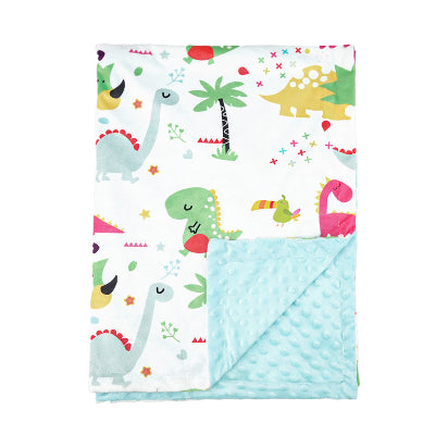 couverture bébé avec dinosaures verts et roses