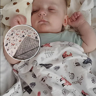 couverture bébé avec renards et hiboux