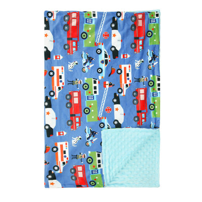 couverture bébé avec voitures pompiers