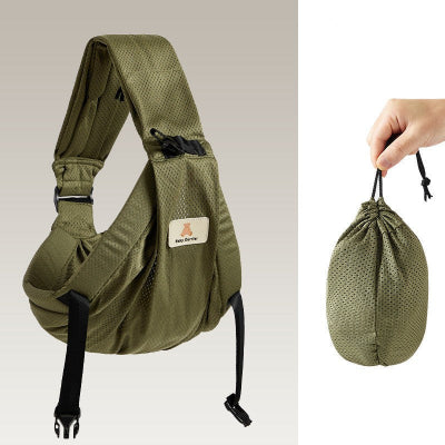 écharpe de portage verte avec rangement 