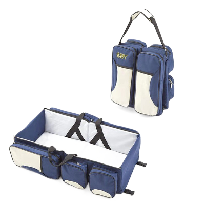 lit de voyage pour bébé - berceau et babybag bleu foncé