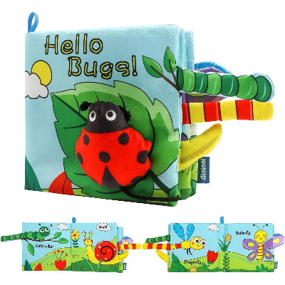 livre bébé en tissu - sensoriel éveil - scarabée