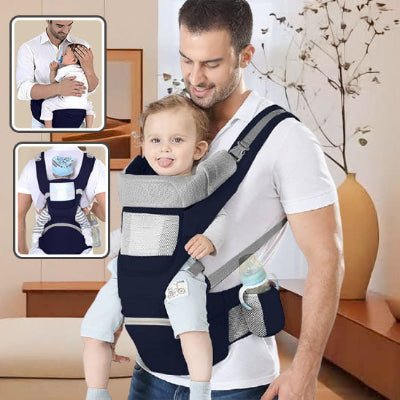 papa avec enfant dans porte bebe - 3 positions