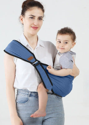 porte bébé bleue - bébé confortable, maman relaxée