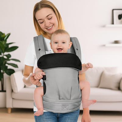 porte bébé physiologique  gris  - portage avant