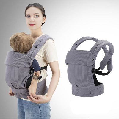 porte bébé physiologique  flanelle gris  - portage avant
