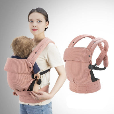 porte bébé physiologique  flanelle rose - portage avant