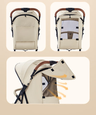 poussette pliable à un bouton couleur marron thé au lait - détails