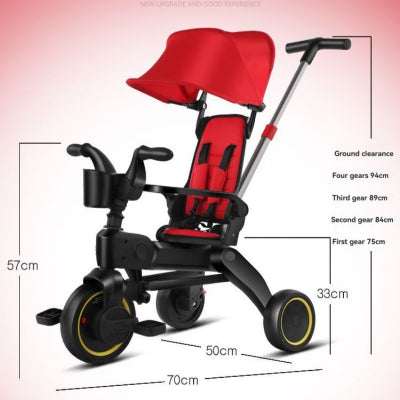poussette tricycle pliable rouge dimensions