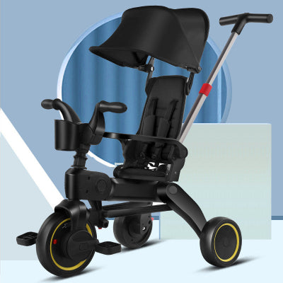 poussette pliable noir pour enfant tricycle