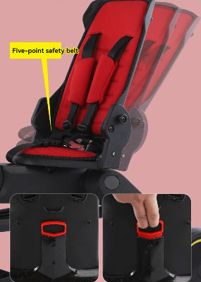 poussette tricycle pliable rouge pour enfant  dossier rabattable