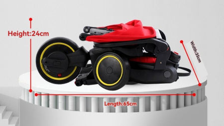 poussette pliable tricycle rouge pour enfant pliée