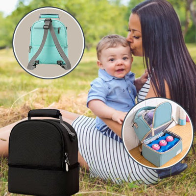 Porte biberon portable noir et vert - sac à langer