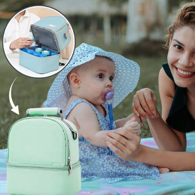 Porte biberon portable vert - babybag - sac à langer