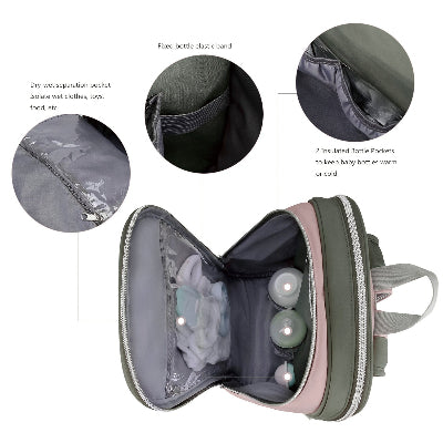 détails sac à langer pliable rose - babybag