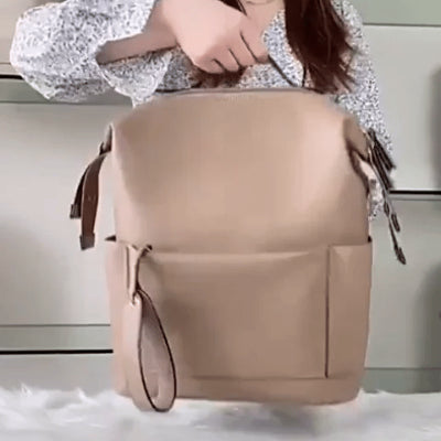 sac  langer en cuir blanc ou marron pour maman  - gif