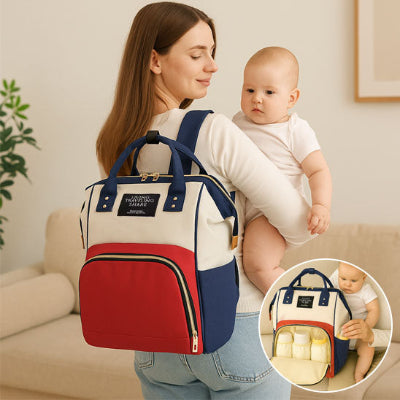 sac à langer couleur mixte - maman avec bébé et biberons